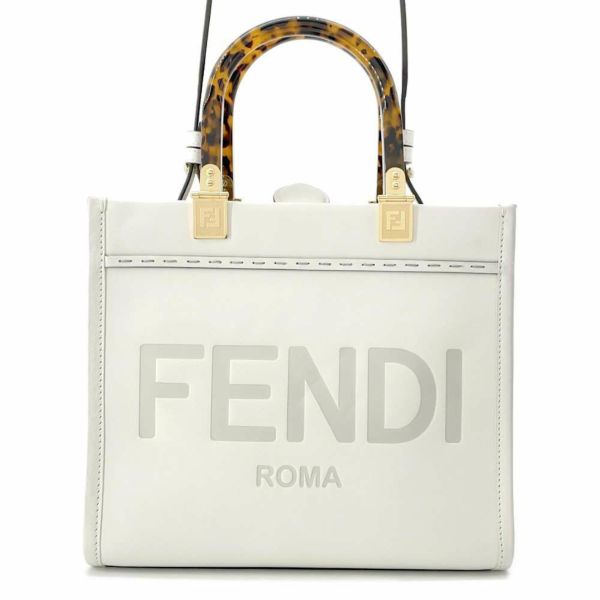 フェンディ ハンドバッグ サンシャイン スモール ロゴ レザー 8BH394 FENDI 2wayショルダーバッグ 白