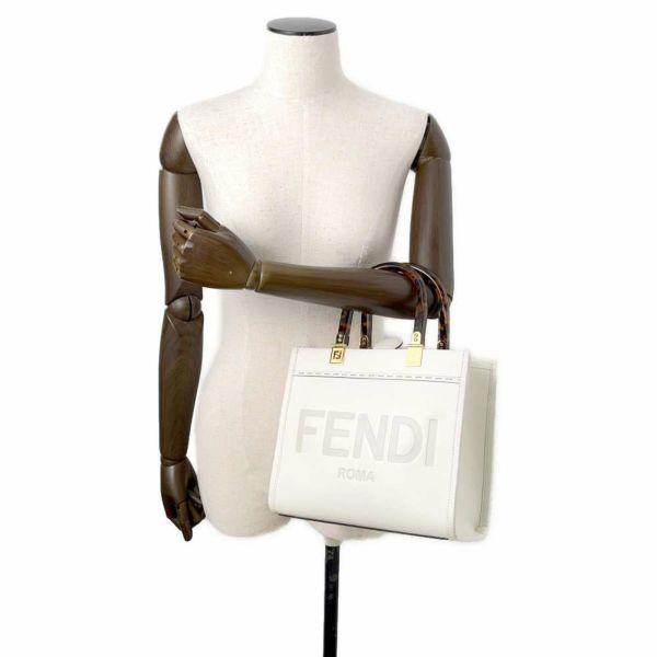 フェンディ ハンドバッグ サンシャイン スモール ロゴ レザー 8BH394 FENDI 2wayショルダーバッグ 白