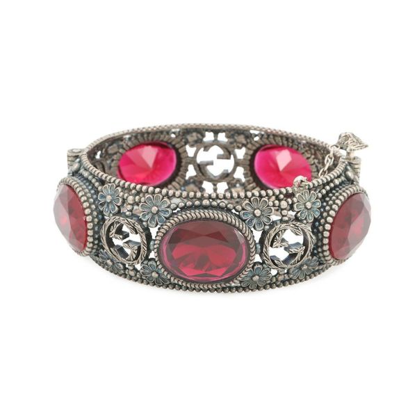 グッチ ブレスレット インターロッキングG フラワー バングル Ag925