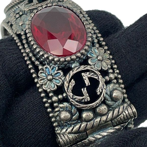 グッチ ブレスレット インターロッキングG フラワー バングル Ag925