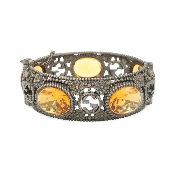 グッチ ブレスレット インターロッキングG フラワー バングル Ag925