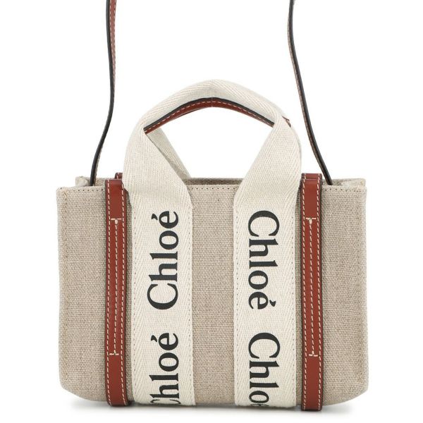 クロエ ハンドバッグ ウッディ トート ミニ キャンバス レザー