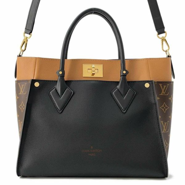 ルイヴィトン ハンドバッグ モノグラム/カーフレザー オンマイサイドMM M53823 LOUIS VUITTON 2wayバッグ 黒 ブラック