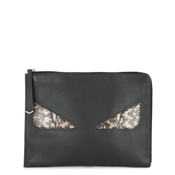 フェンディ クラッチバッグ バグズ モンスター レザー パイソン 8M0370