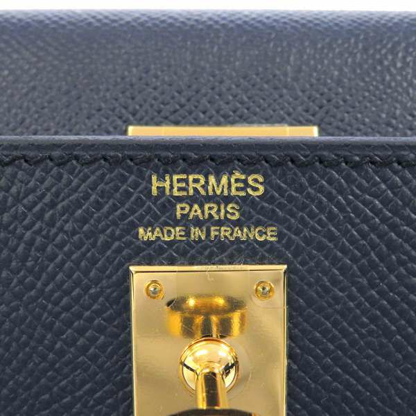 エルメス ハンドバッグ ケリー25 外縫い ブルーインディゴ/ゴールド金具 ヴォーエプソン C刻印 HERMES Kelly 2wayバッグ