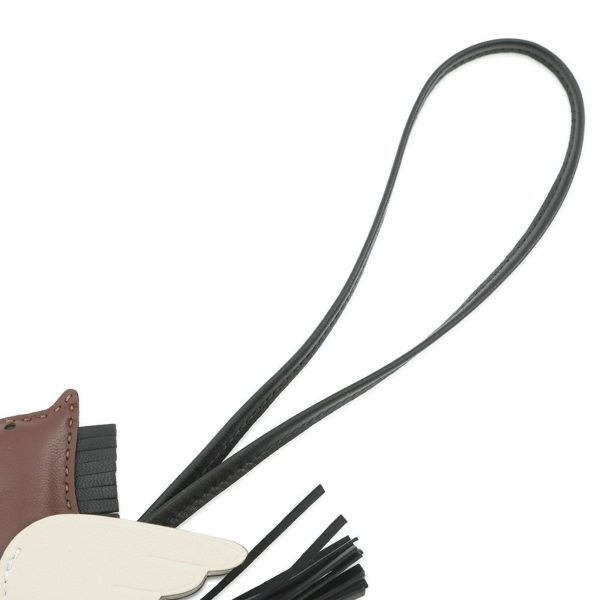 エルメス バッグチャーム ロデオPM ペガサス テール/クレ/ブラック ラムスキン K刻印