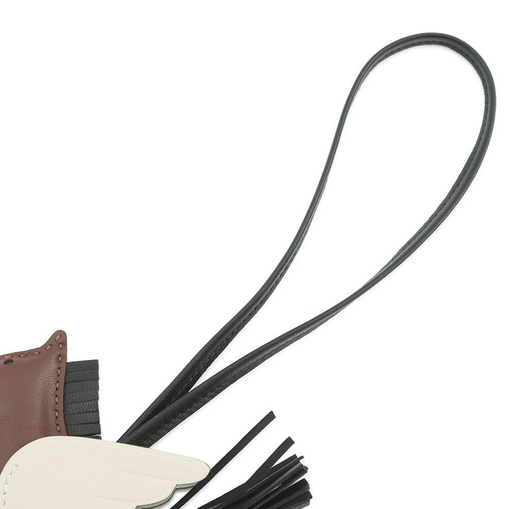 エルメス バッグチャーム ロデオPM ペガサス テール/クレ/ブラック ラムスキン K刻印