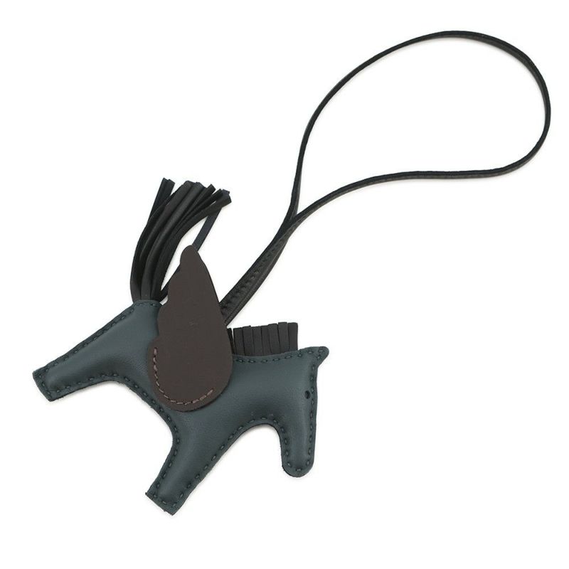 エルメス バッグチャーム ロデオPM ペガサス ヴェールマングローブ/ブラック/ベブラン ラムスキン　K刻印