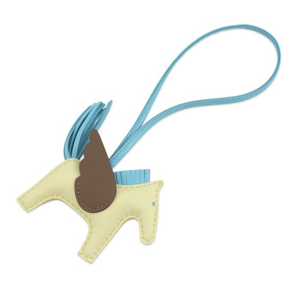 エルメス バッグチャーム ロデオPM ペガサス ジョーヌミルトン/セレスト/エトゥープ ラムスキン K刻印