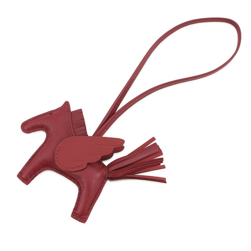 エルメス バッグチャーム ロデオPM ルージュグレナ ラムスキン K刻印