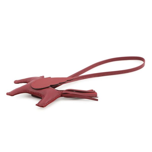 エルメス バッグチャーム ロデオPM ルージュグレナ ラムスキン K刻印