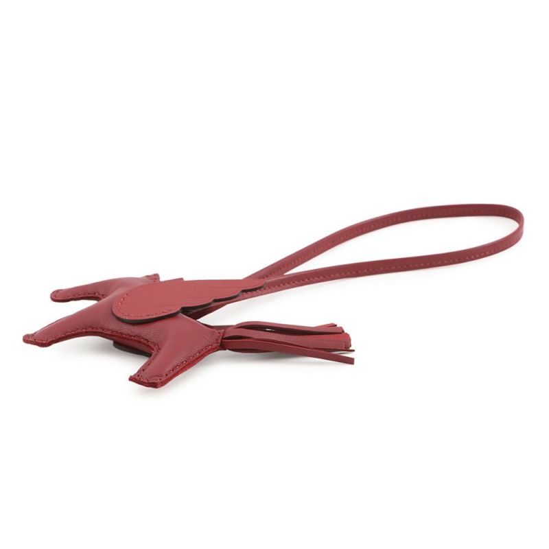 エルメス バッグチャーム ロデオPM ルージュグレナ ラムスキン K刻印