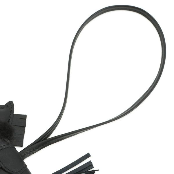 エルメス バッグチャーム ロデオPM ロベオ プラッシュ ブラック ラムスキン/ムートン K刻印 HERMES チャーム 黒