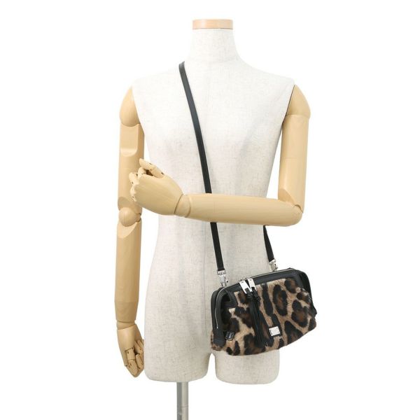 ドルチェ＆ガッバーナ ショルダーバッグ レオパード ハラコ レザー DOLCE&GABBANA 黒