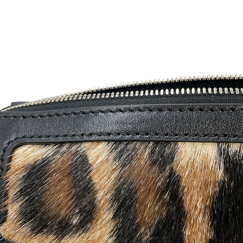 ドルチェ＆ガッバーナ ショルダーバッグ レオパード ハラコ レザー DOLCE&GABBANA 黒