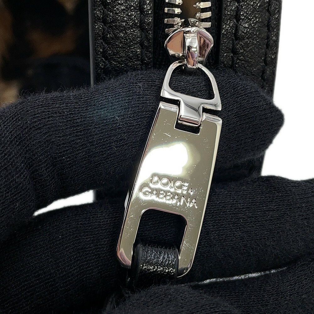 ドルチェ＆ガッバーナ ショルダーバッグ レオパード ハラコ レザー DOLCE&GABBANA 黒