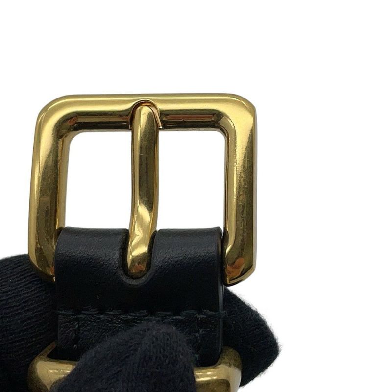 ミュウミュウ ウエストポーチ ロゴ レザー MiuMiu ボディバッグ 黒