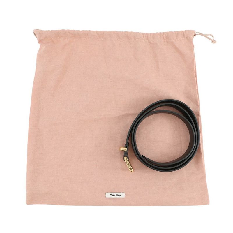 ミュウミュウ ウエストポーチ ロゴ レザー MiuMiu ボディバッグ 黒