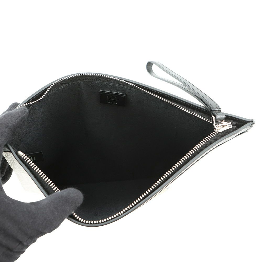 フェンディ クラッチバッグ タロアウトコラボ ズッカ柄 PVC/レザー 7N0134FENDI 白 黒
