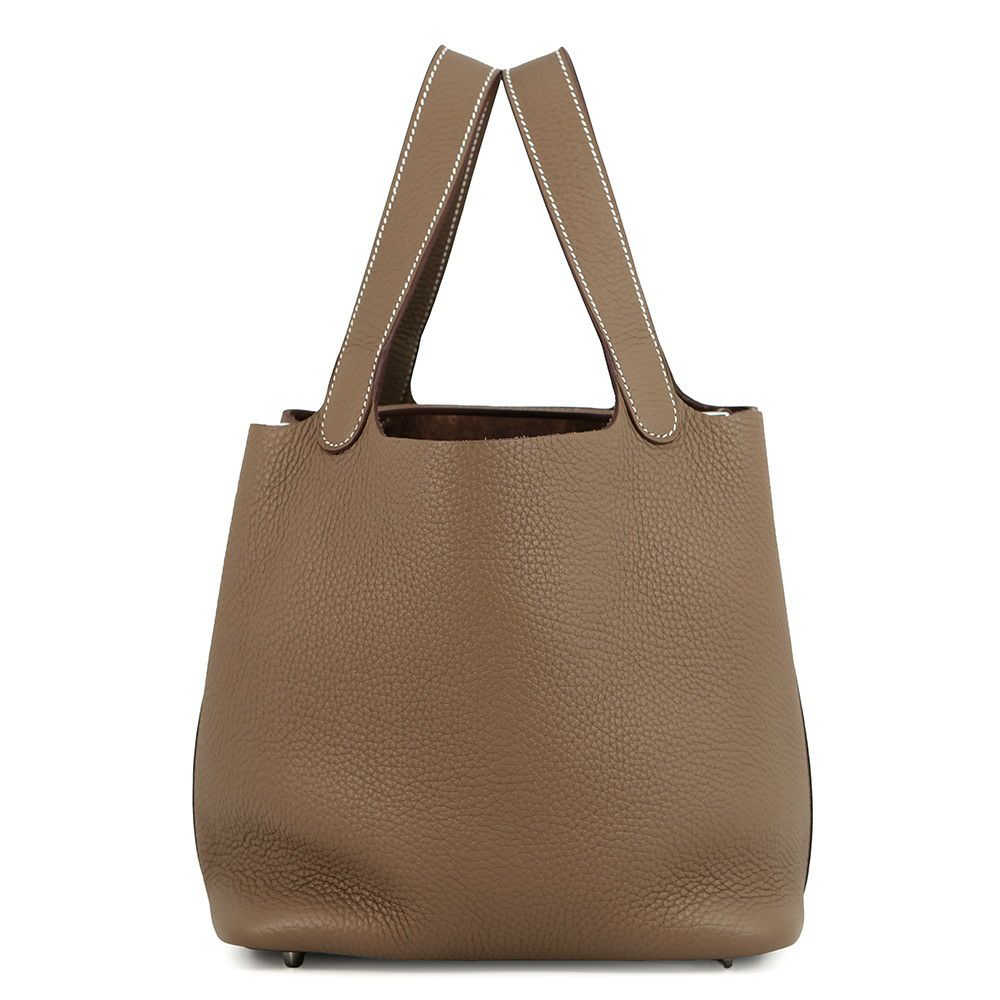 エルメス ハンドバッグ ピコタンロックMM エトゥープ/シルバー金具 トリヨンクレマンス W刻印