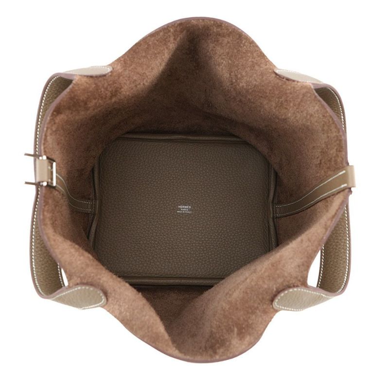 エルメス ハンドバッグ ピコタンロックMM エトゥープ/シルバー金具 トリヨンクレマンス W刻印