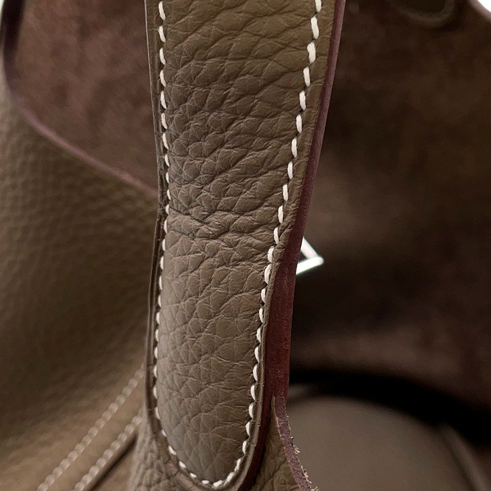 エルメス ハンドバッグ ピコタンロックMM エトゥープ/シルバー金具 トリヨンクレマンス W刻印