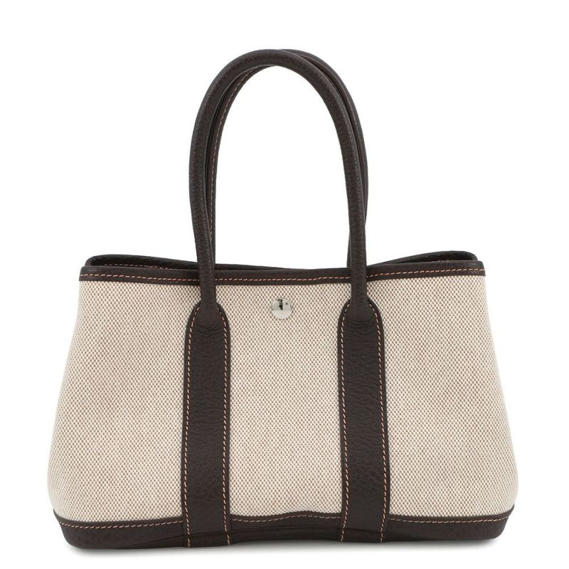 エルメス トートバッグ ガーデンパーティTTPM ナチュラル/ブラウン/シルバー金具 トワルアッシュ/ブッフル □H刻印