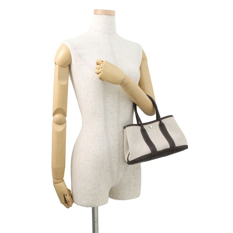 エルメス トートバッグ ガーデンパーティTTPM ナチュラル/ブラウン/シルバー金具 トワルアッシュ/ブッフル □H刻印