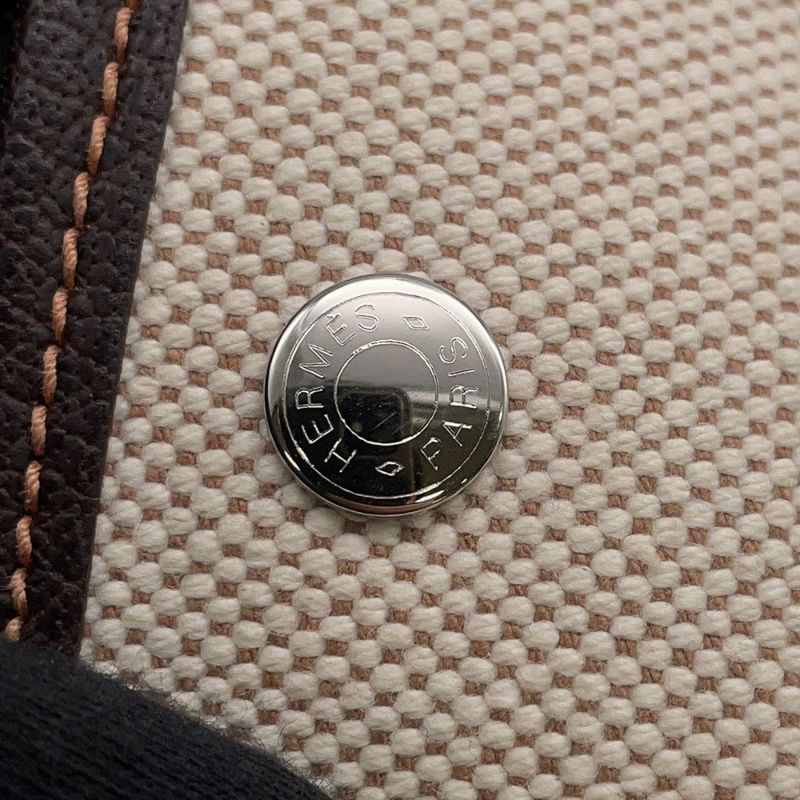 エルメス トートバッグ ガーデンパーティTTPM ナチュラル/ブラウン/シルバー金具 トワルアッシュ/ブッフル □H刻印