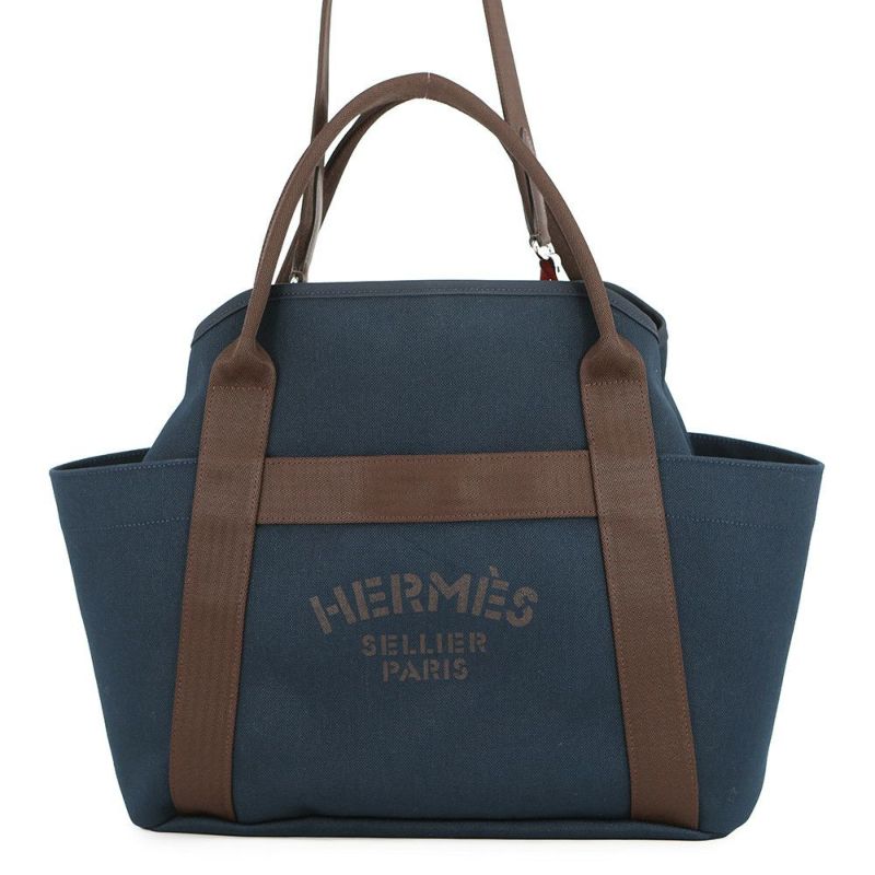 エルメス サックドパンサージュ グルーム SAC DE PANSAGE GROOM ネイビー/フー C刻印 ２wayショルダー