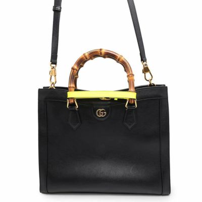 グッチ トートバッグ ダイアナ ミディアム バンブーハンドル 655658 GUCCI 2wayショルダーバッグ 黒 安心保証