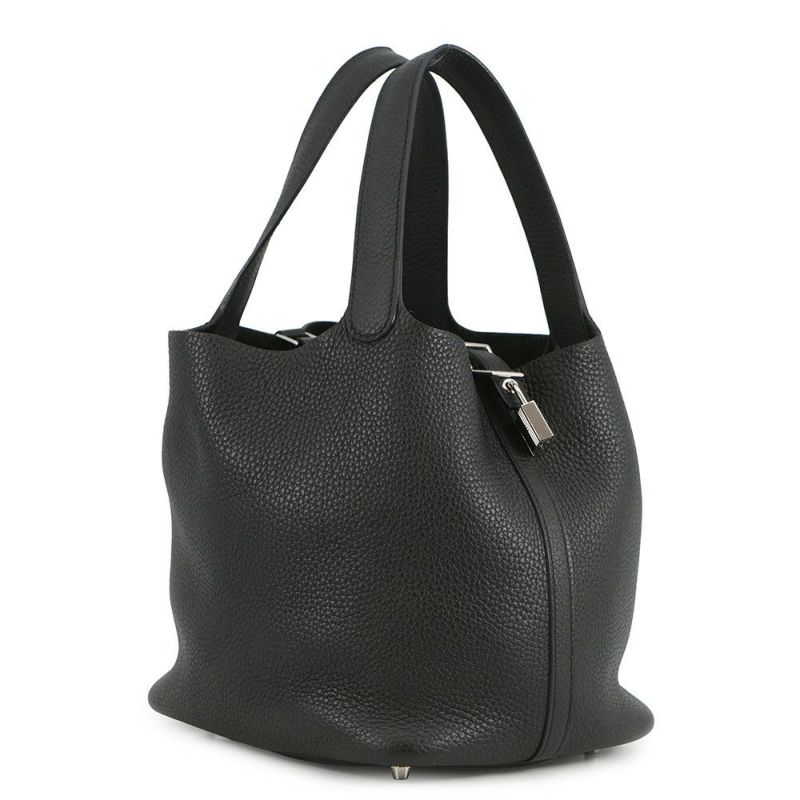 エルメス ハンドバッグ ピコタンロックMM ブラック/シルバー金具 トリヨンクレマンス Z刻印 黒