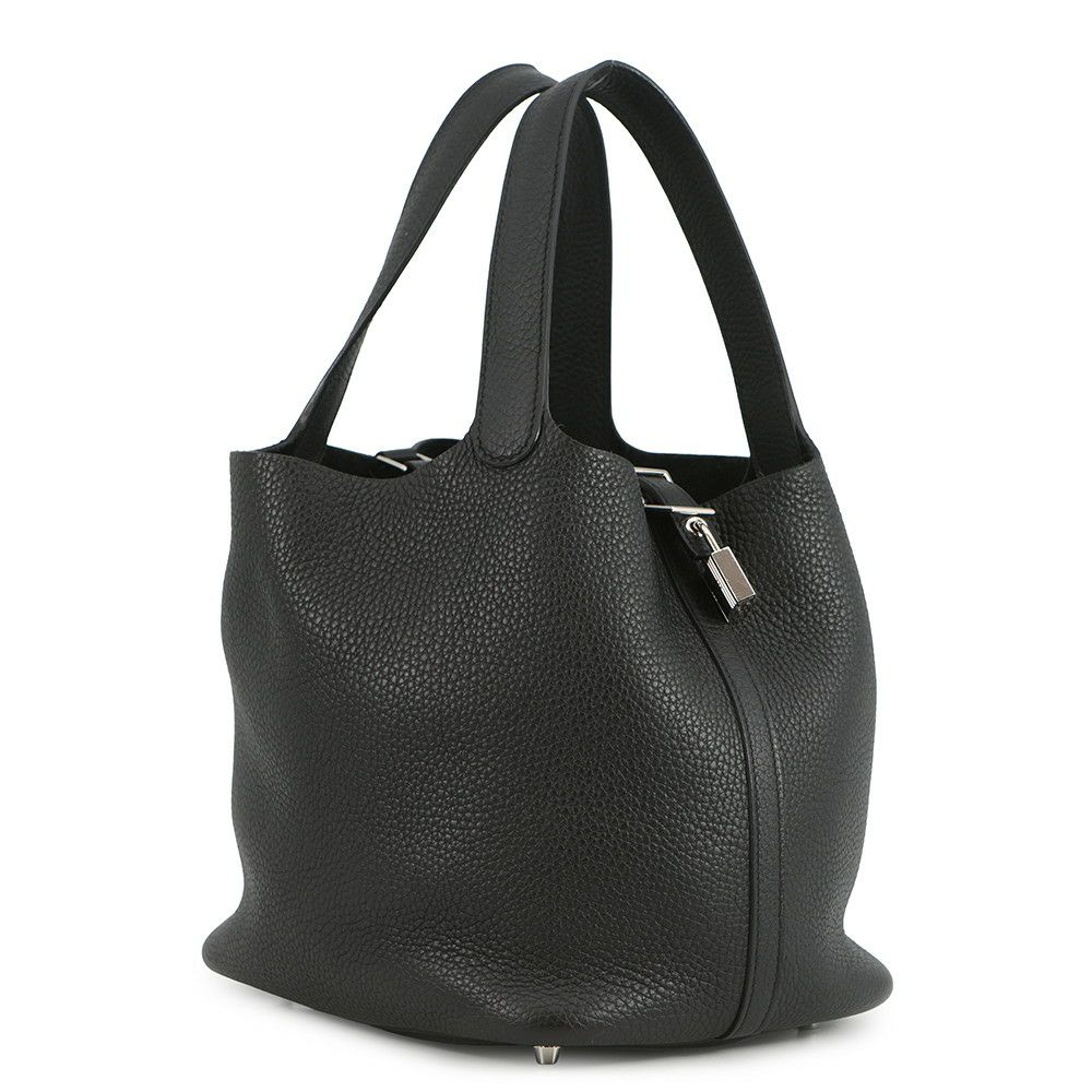 エルメス ハンドバッグ ピコタンロックMM ブラック/シルバー金具 トリヨンクレマンス Z刻印 黒