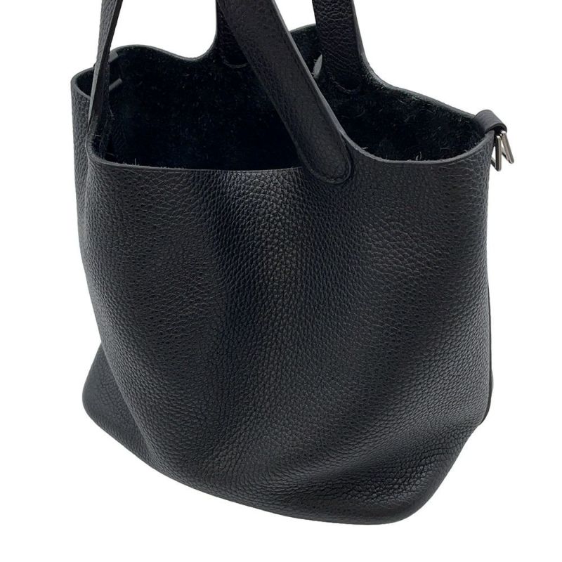 エルメス ハンドバッグ ピコタンロックMM ブラック/シルバー金具 トリヨンクレマンス Z刻印 黒