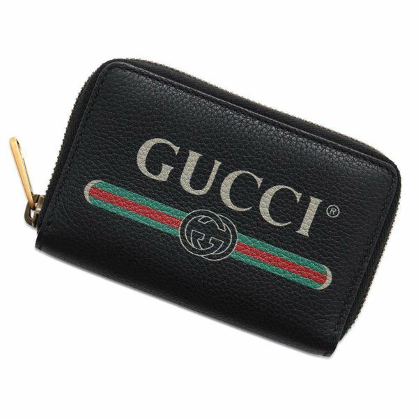 グッチ コインケース ロゴプリント  レザー 496319 GUCCI WALLET 財布 黒