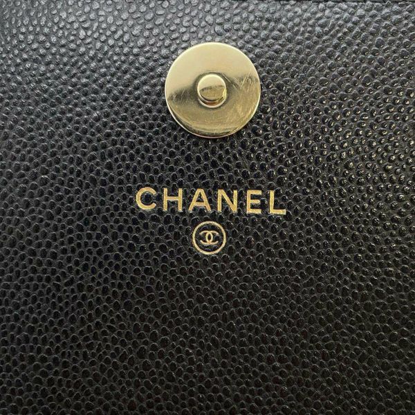 シャネル チェーンウォレット マトラッセ ココマーク キャビアスキン AP3745 CHANEL 黒