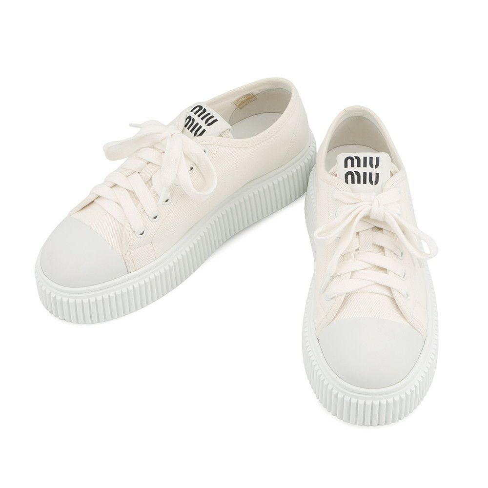 ミュウミュウ スニーカー ロゴ フラットフォーム 厚底 メンズサイズ40
