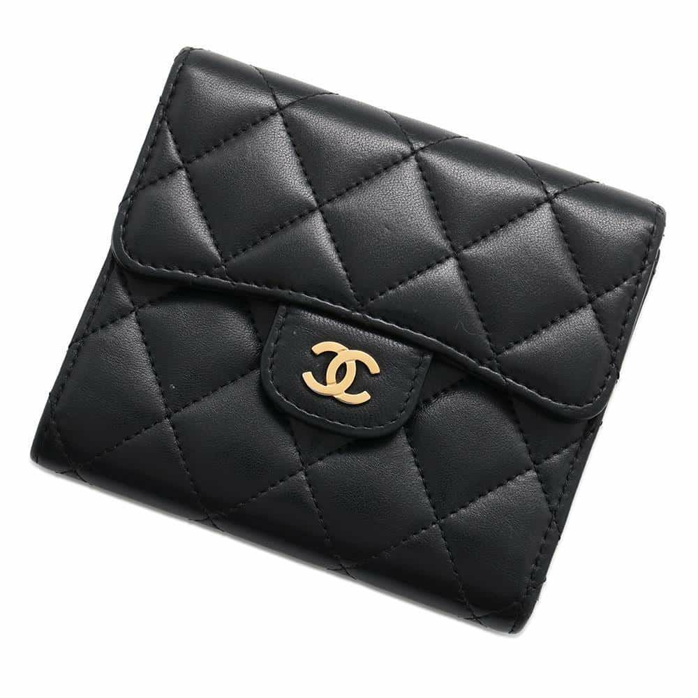 シャネル 三つ折り財布 クラシック スモール フラップ ウォレット ココ 