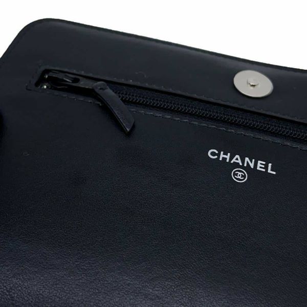 シャネル チェーンウォレット シェブロン Vステッチ ココマーク カーフレザー A84444 CHANEL 財布 黒