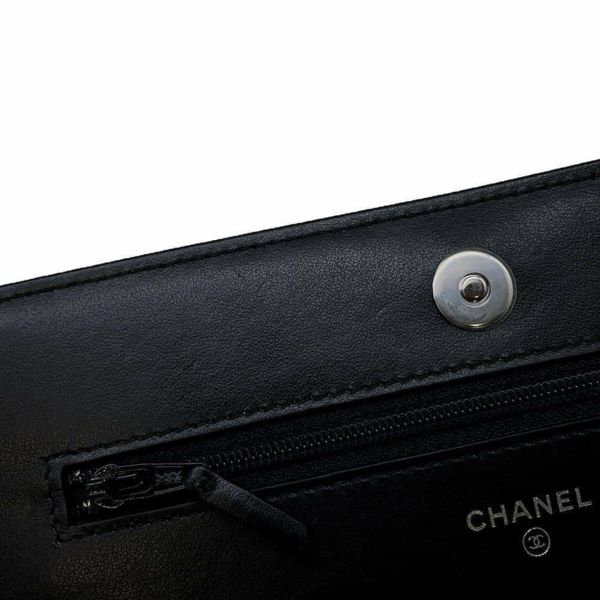 シャネル チェーンウォレット シェブロン Vステッチ ココマーク カーフレザー A84444 CHANEL 財布 黒