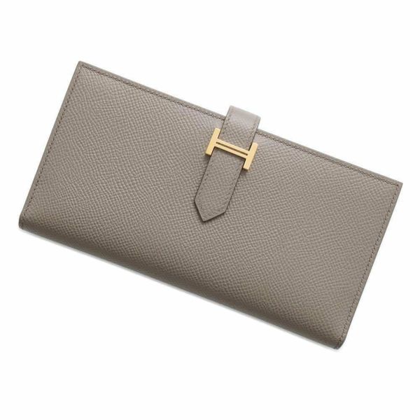 エルメス 長財布 ベアンスフレ エタン/ゴールド金具 エプソン D刻印 HERMES 財布