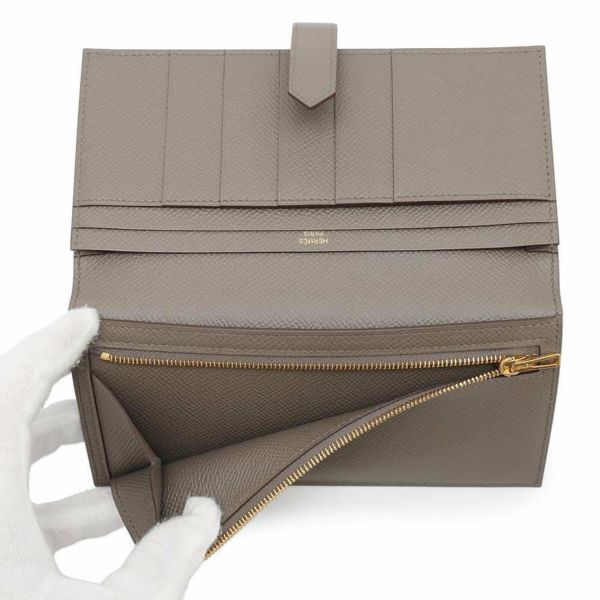 エルメス 長財布 ベアンスフレ エタン/ゴールド金具 エプソン D刻印 HERMES 財布