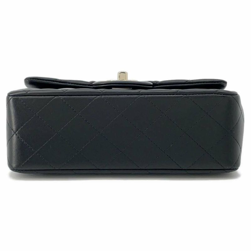 シャネル チェーンショルダーバッグ マトラッセ ココマーク トップハンドル ミニ メタリック グレインド カーフスキン AS2431 CHANEL 黒