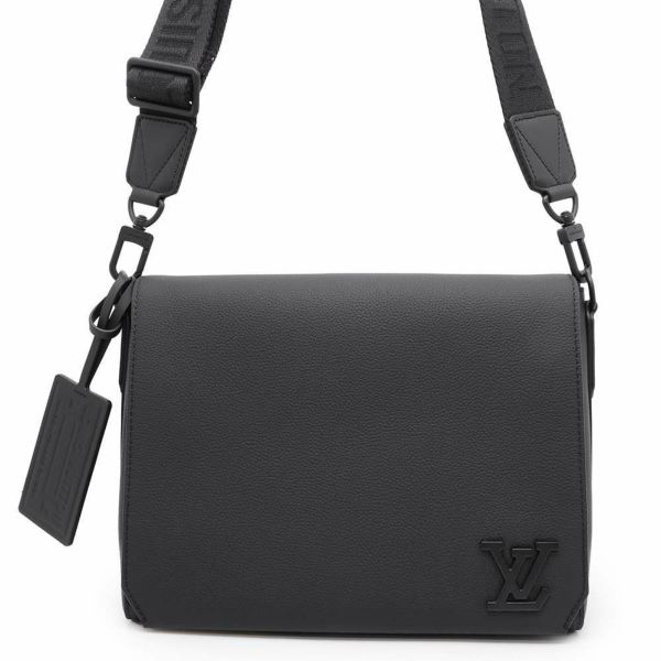 ルイヴィトン ショルダーバッグ テイクオフ・メッセンジャー カーフレザー M57080 ヴィトン ブラック 黒