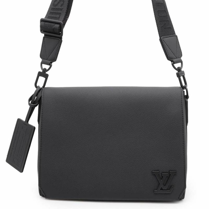 ルイヴィトン ショルダーバッグ テイクオフ・メッセンジャー カーフレザー M57080 ヴィトン ブラック 黒