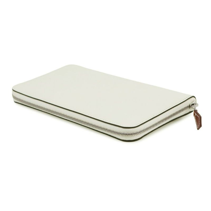 エルメス 長財布 アザップロング シルクイン  ニューホワイト/シルバー金具 エバーカラー B刻印 白