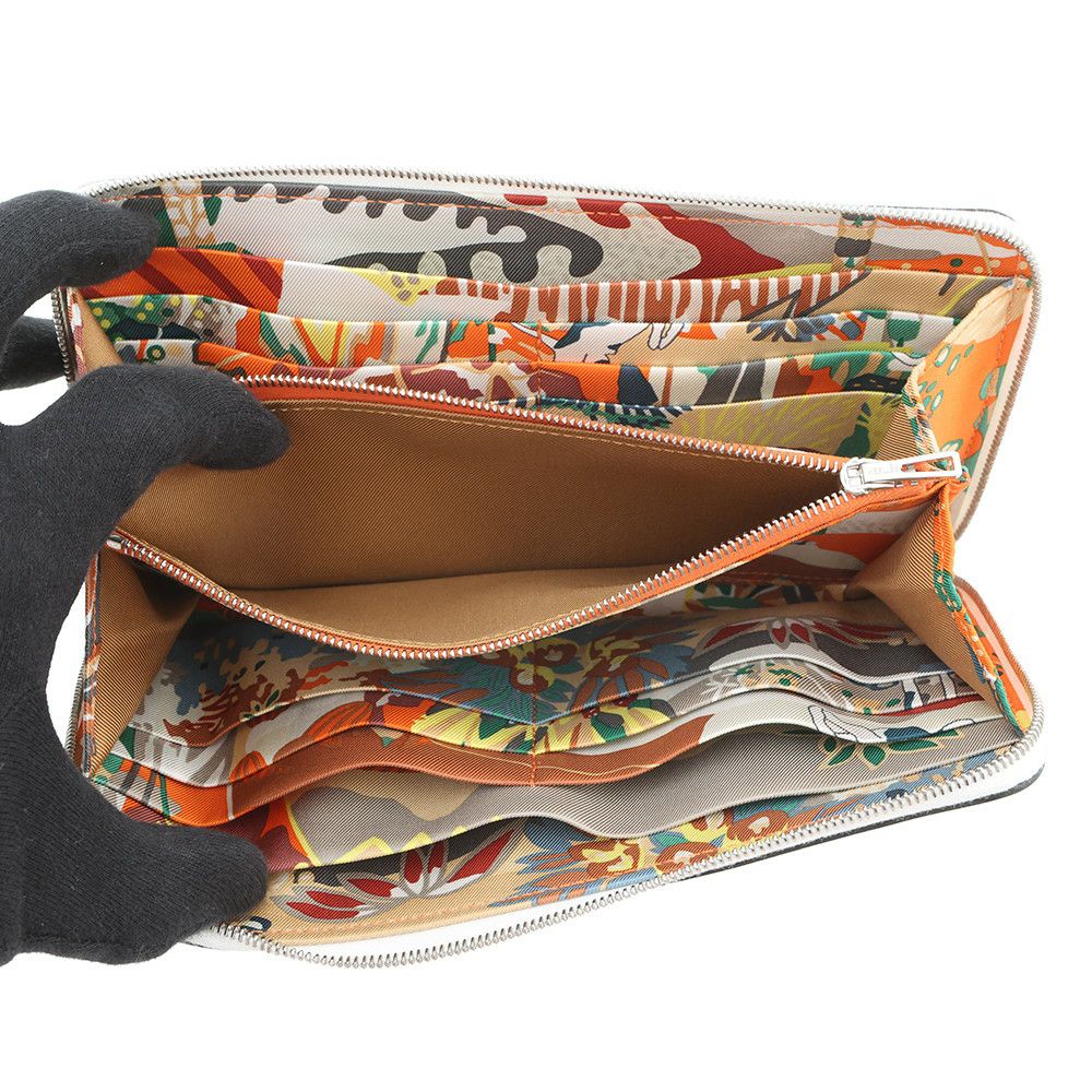 エルメス 長財布 アザップロング シルクイン  ニューホワイト/シルバー金具 エバーカラー B刻印 白