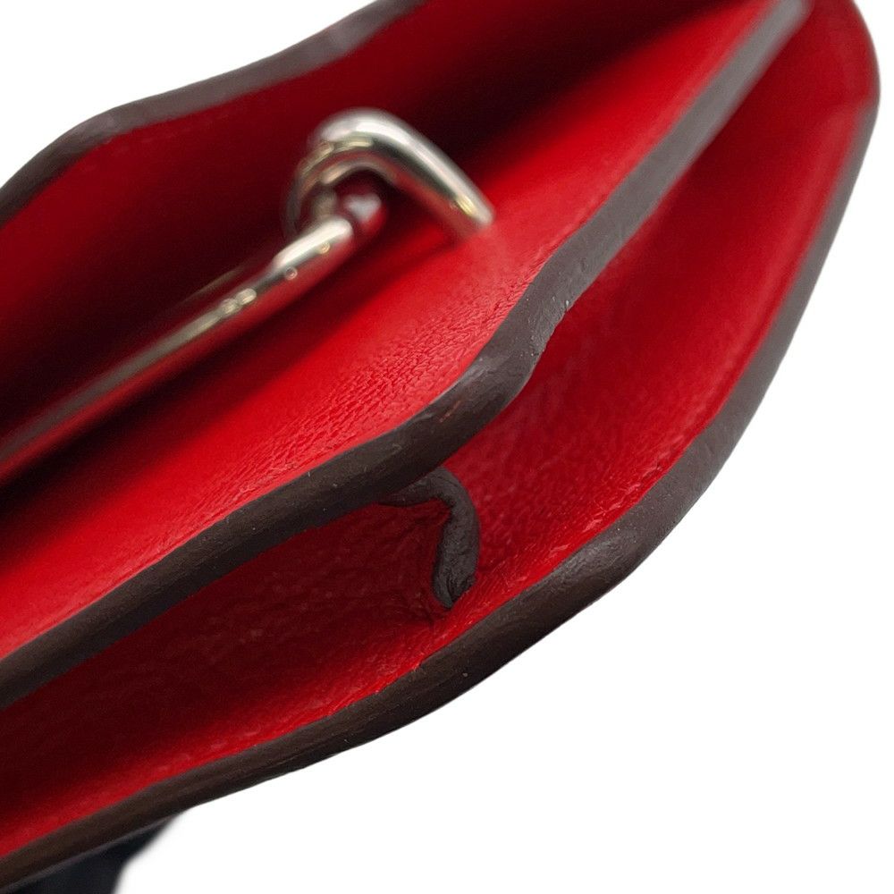 エルメス 財布 ロウリス ルリ スリム ルージュクー/シルバー金具 シェブルミゾル Z刻印 HERMES 財布