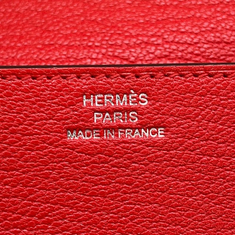 エルメス 財布 ロウリス ルリ スリム ルージュクー/シルバー金具 シェブルミゾル Z刻印 HERMES 財布