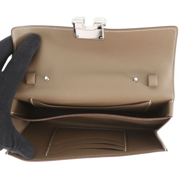 エルメス シャルニエール トゥーゴー エトゥープ/シルバー金具 ヴォーマダム K刻印 ショルダーウォレット